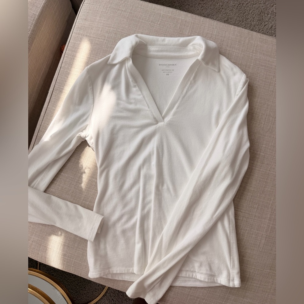 Banana Republic White Long Sleeve Top